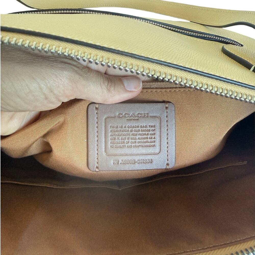 Coach Gallery Tote Butter Yellow Crossgrain Leather Shoulder Bag - Picture 7 of 14